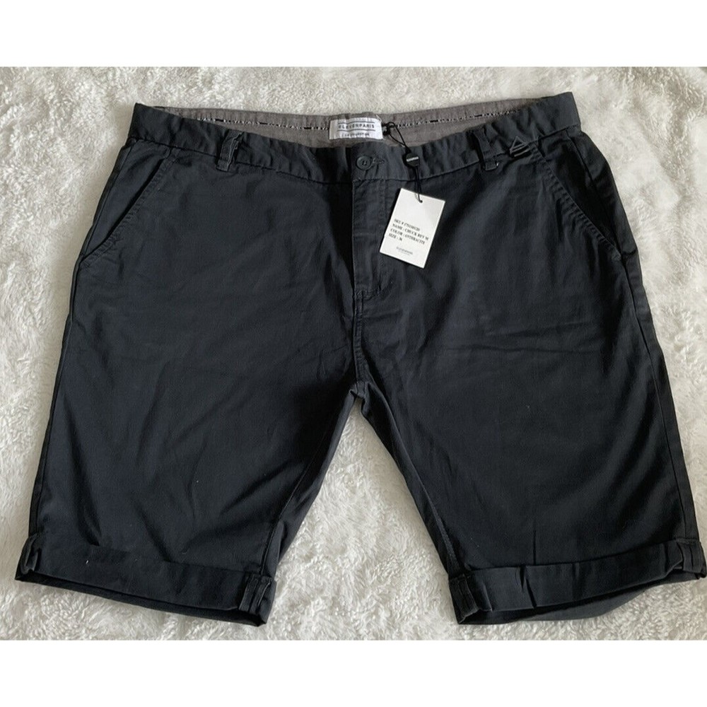 ELEVEN PARIS Chuck Rev Mens Chino Cuffed Shorts (Anthracite/Gray) Size 36. NWT